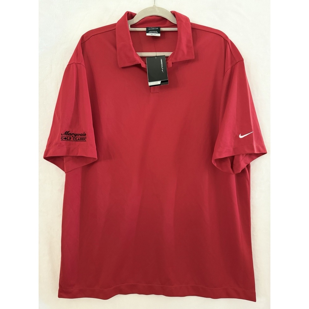 Nike Golf Dri-FIT Pebble Texture Polo Mens XL Red 373749-648 S/S Shirt NWT